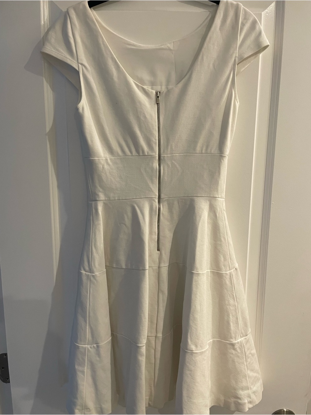 Banana Republic White Short Sleeve Fit-and-Flare Mini Dress - Picture 4 of 5